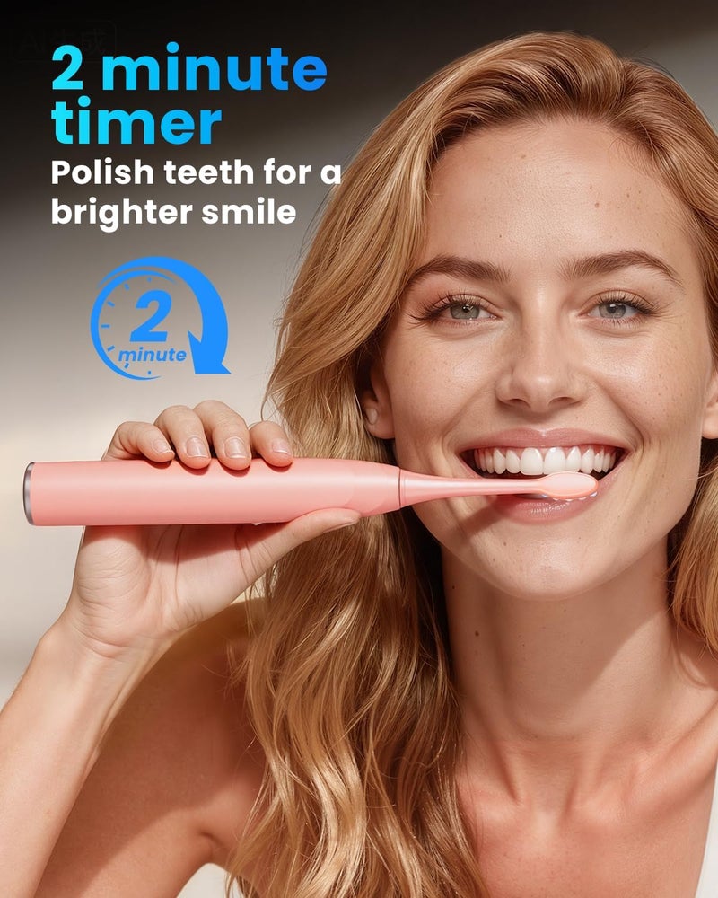 Onlyone Sonic Electric Toothbrush for Adults, Rechargeable Ultrasonic Electric Toothbrush with 8 Brush Heads, Travel Case, Charging Base & Wireless Charging - 5 Modes with Smart Timer - Image 3